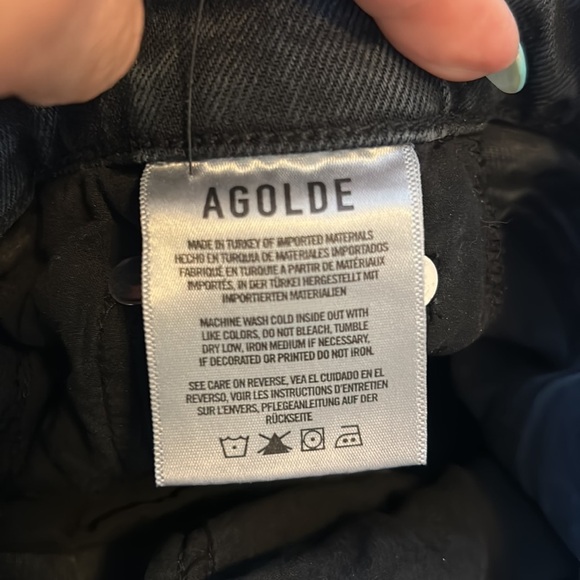 Agolde Toni Mid Rise Straight Black Feral Wash Jeans - Picture 7 of 8